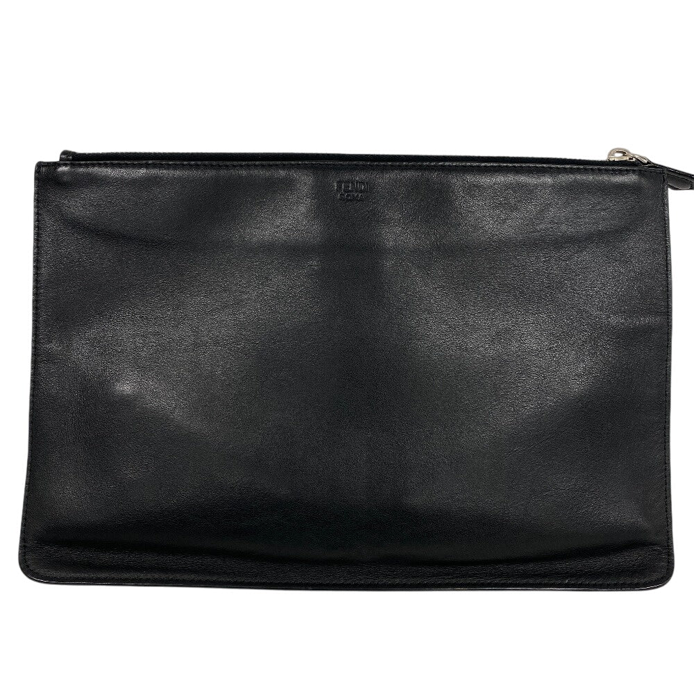 FENDI Clutch bag leather black monster mens Used Authentic