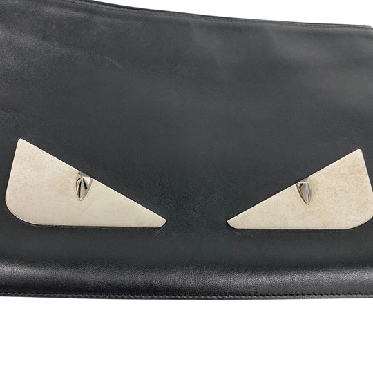 FENDI Clutch bag leather black monster mens Used Authentic