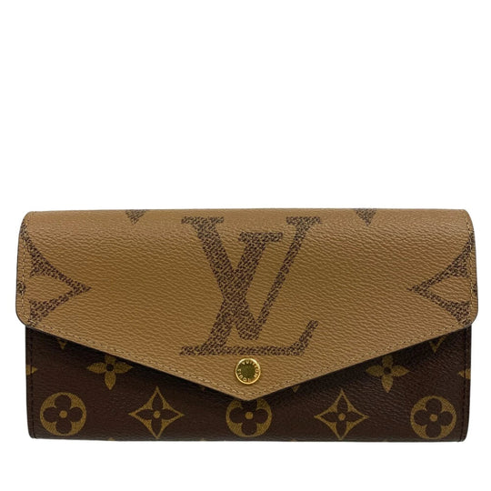 LOUIS VUITTON Long Wallet Purse M80726 leather Brown Monogram giant reverse Portofoy Yu Sarah Women Used Authentic