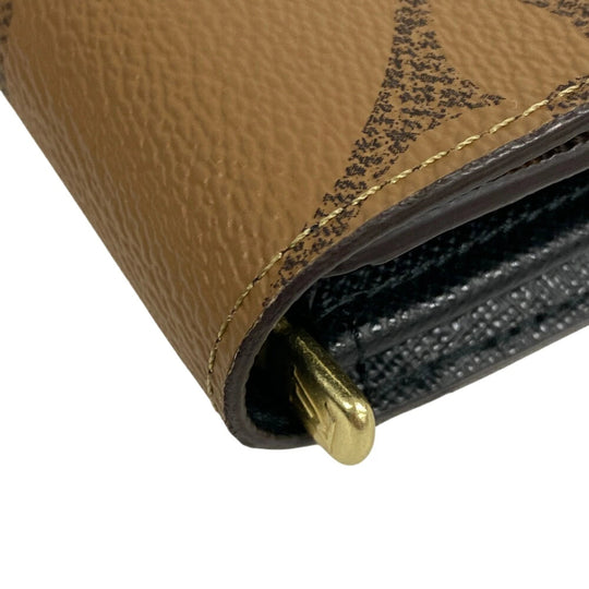 LOUIS VUITTON Long Wallet Purse M80726 leather Brown Monogram giant reverse Portofoy Yu Sarah Women Used Authentic