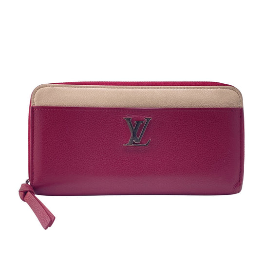 LOUIS VUITTON Long Wallet Purse leather wine-red LV Logo Rock Me Zippy Women Used Authentic