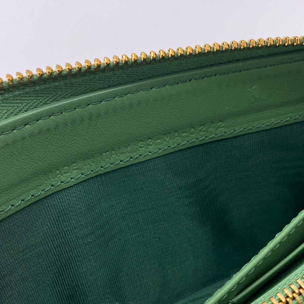 Dior Long Wallet Purse 33-MA-0242 leather green dior caro Round zip wallet Women Used Authentic