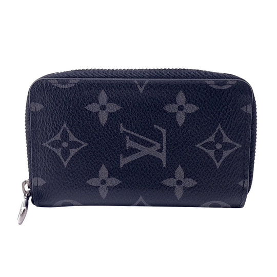 LOUIS VUITTON Coin case M81662 leather black Monogram Eclipse Zip around purse mens Used Authentic