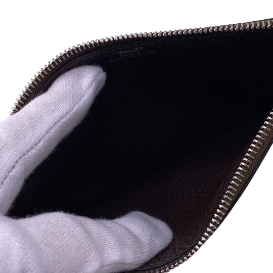 HERMES Bifold Wallet Leather, Taurillon Clemence Dark brown Taurillon Clemence Dogon GM Women Used Authentic