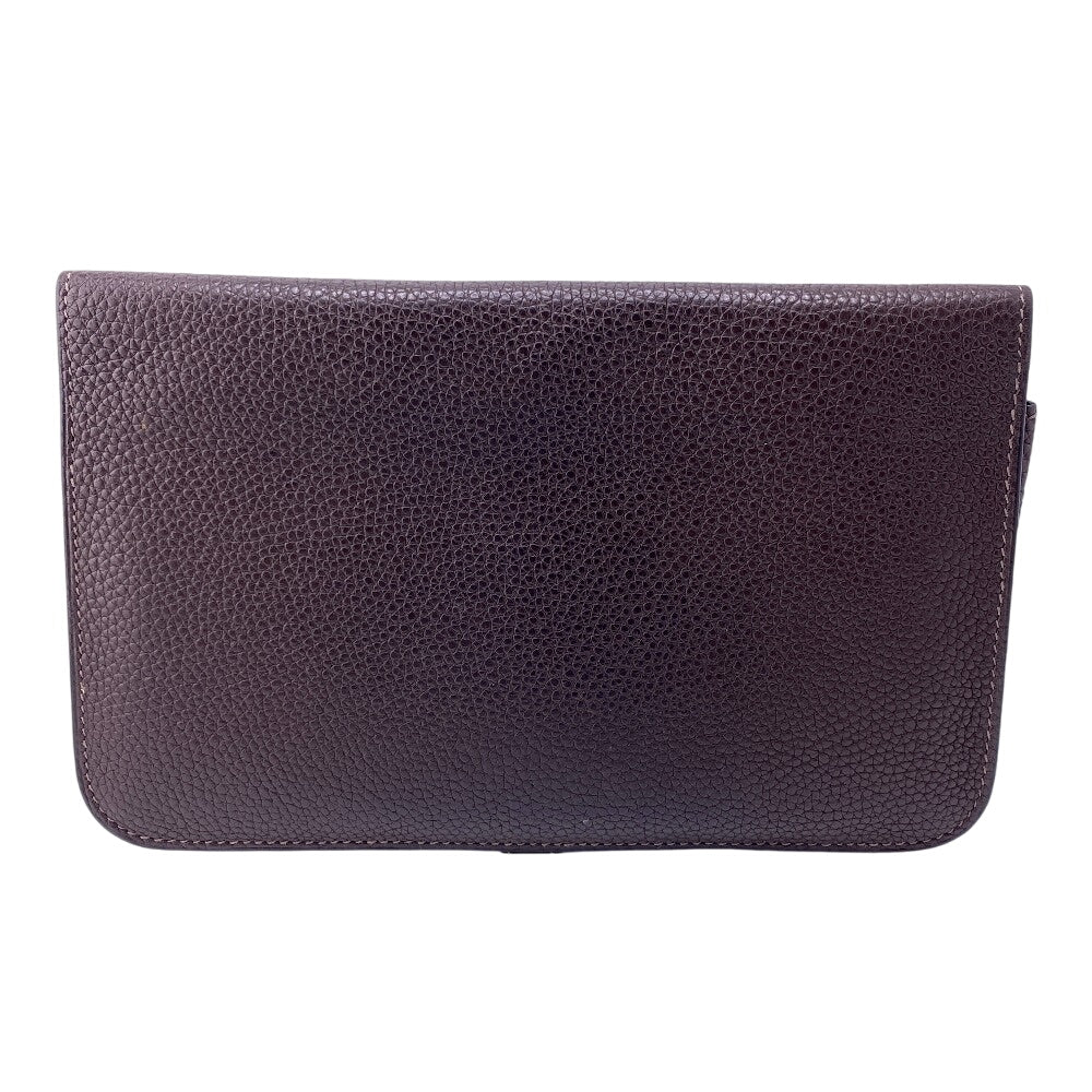 HERMES Bifold Wallet Leather, Taurillon Clemence Dark brown Taurillon Clemence Dogon GM Women Used Authentic