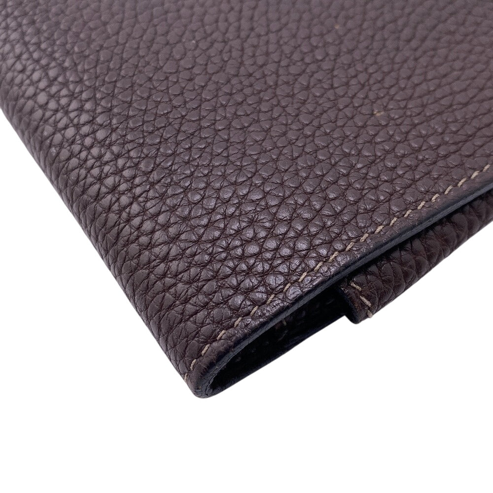 HERMES Bifold Wallet Leather, Taurillon Clemence Dark brown Taurillon Clemence Dogon GM Women Used Authentic
