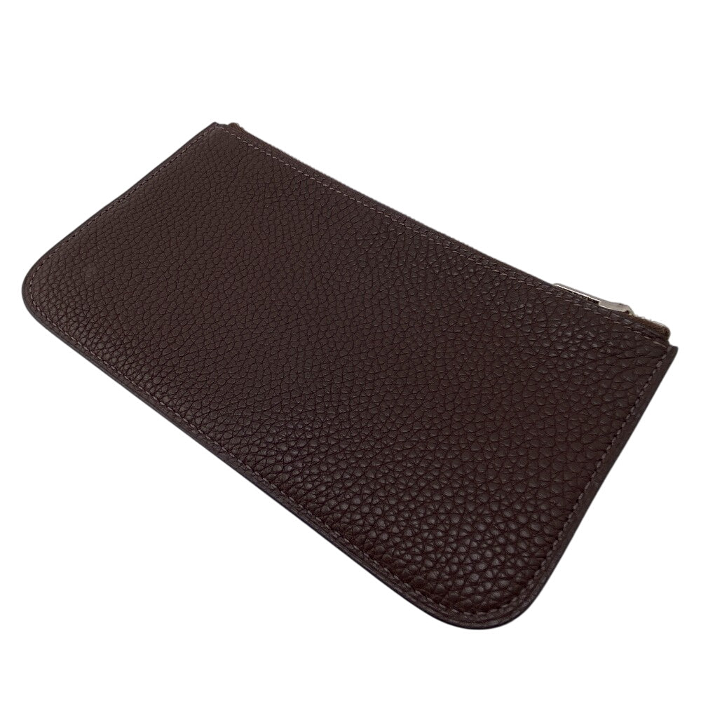 HERMES Bifold Wallet Leather, Taurillon Clemence Dark brown Taurillon Clemence Dogon GM Women Used Authentic