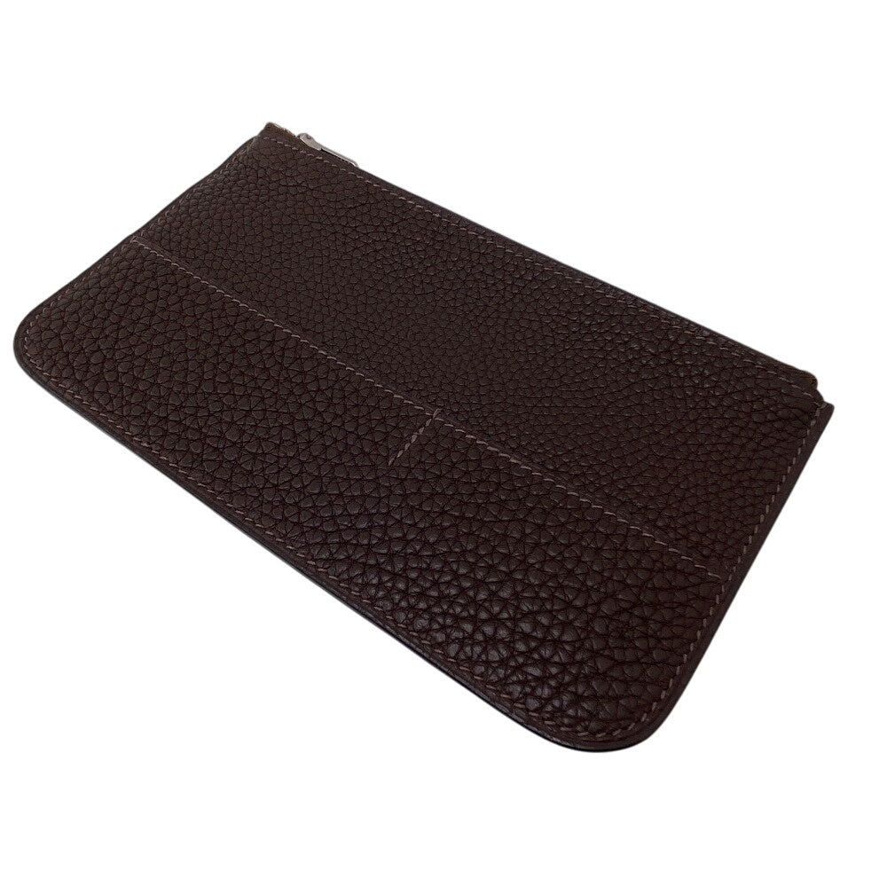 HERMES Bifold Wallet Leather, Taurillon Clemence Dark brown Taurillon Clemence Dogon GM Women Used Authentic