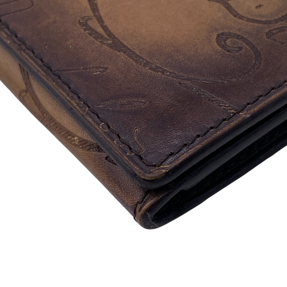 Berluti name card holder leather Brown Calligraphy mens Used Authentic