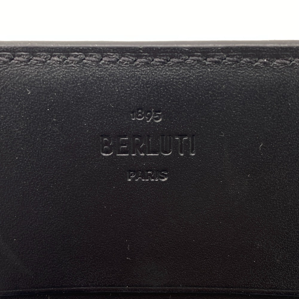 Berluti name card holder leather gray Calligraphy mens Used Authentic