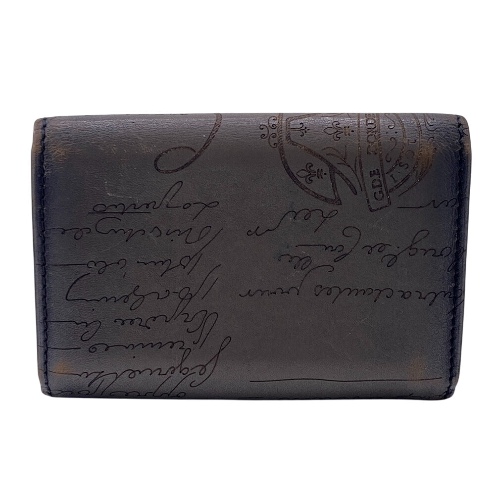 Berluti name card holder leather gray Calligraphy mens Used Authentic