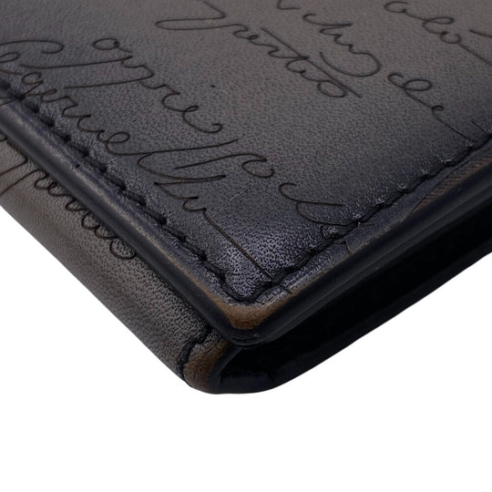 Berluti name card holder leather gray Calligraphy mens Used Authentic