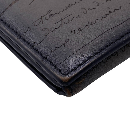 Berluti name card holder leather gray Calligraphy mens Used Authentic
