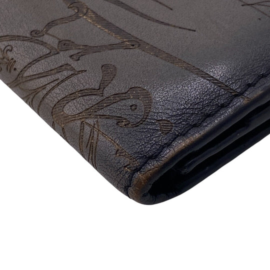 Berluti name card holder leather gray Calligraphy mens Used Authentic