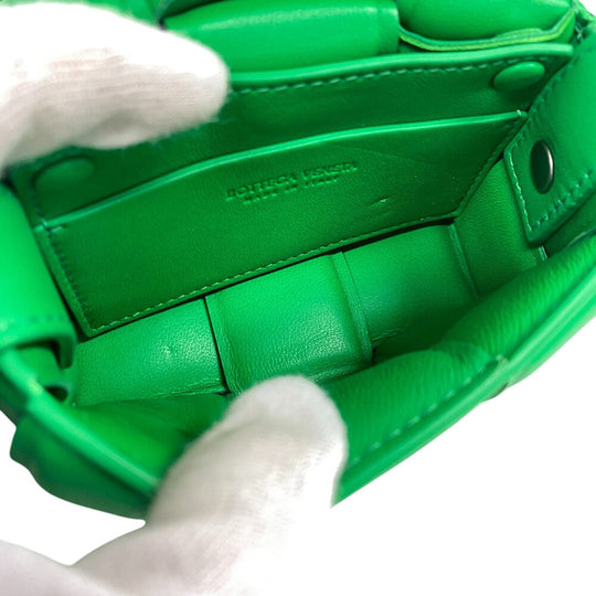 BOTTEGAVENETA Shoulder Bag leather green cassette Women Used Authentic