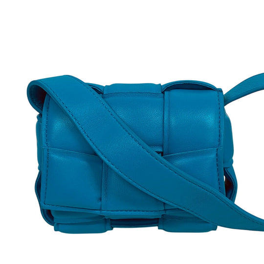 BOTTEGAVENETA Shoulder Bag 716648 leather blue cassette Candy Patted Women Used Authentic