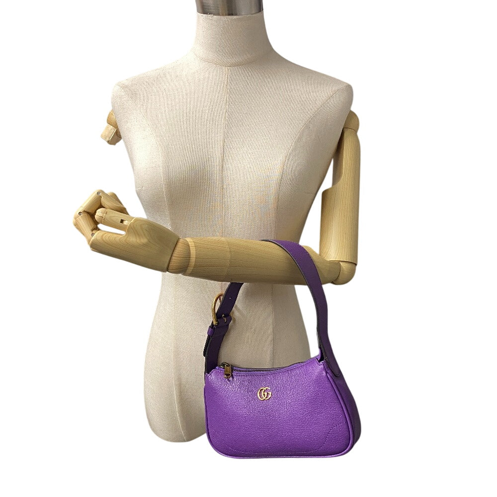 GUCCI Handbag 739076 leather purple GG Marmont Aphrodite Small Women Used Authentic