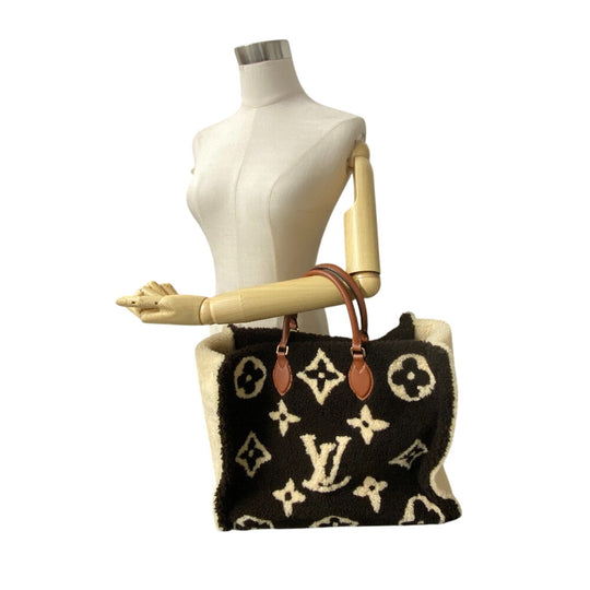 LOUIS VUITTON Handbag M55420 Monogram shearling, leather Brown Monogram teddy On-the-go GM Women Used Authentic