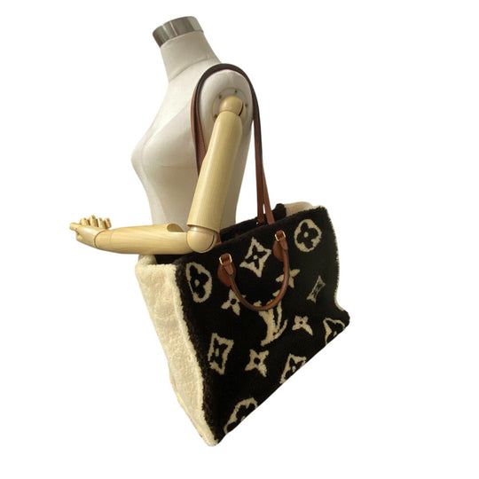 LOUIS VUITTON Handbag M55420 Monogram shearling, leather Brown Monogram teddy On-the-go GM Women Used Authentic