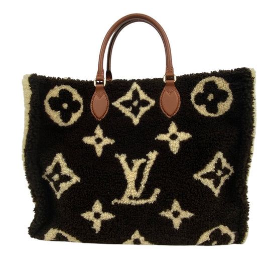 LOUIS VUITTON Handbag M55420 Monogram shearling, leather Brown Monogram teddy On-the-go GM Women Used Authentic