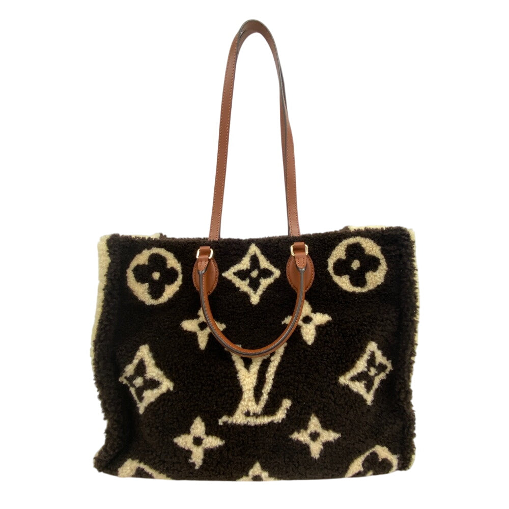 LOUIS VUITTON Handbag M55420 Monogram shearling, leather Brown Monogram teddy On-the-go GM Women Used Authentic