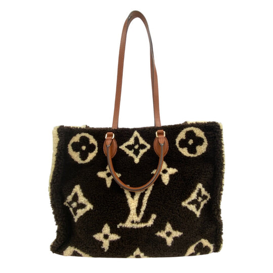 LOUIS VUITTON Handbag M55420 Monogram shearling, leather Brown Monogram teddy On-the-go GM Women Used Authentic