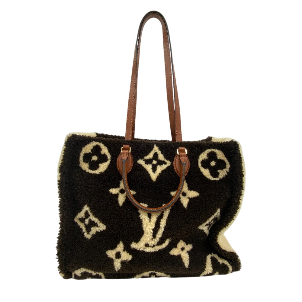 LOUIS VUITTON Handbag M55420 Monogram shearling, leather Brown Monogram teddy On-the-go GM Women Used Authentic