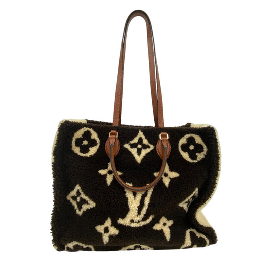 LOUIS VUITTON Handbag M55420 Monogram shearling, leather Brown Monogram teddy On-the-go GM Women Used Authentic