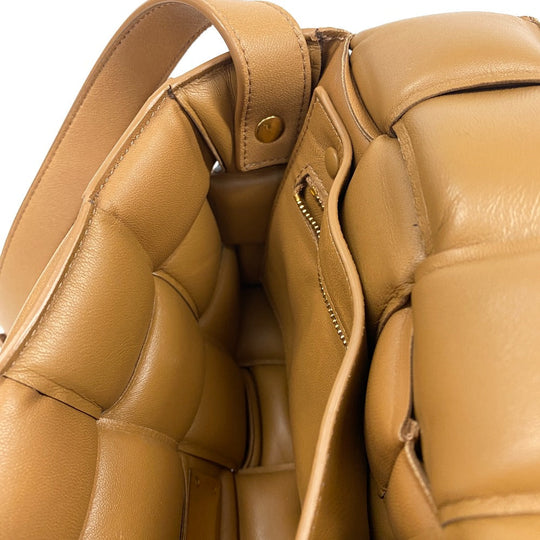 BOTTEGAVENETA Shoulder Bag leather caramel cassette maxi INTRECCIATO padded cassette Women Used Authentic