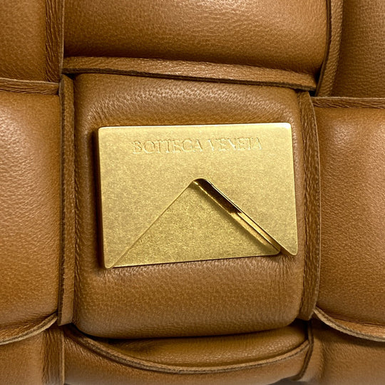 BOTTEGAVENETA Shoulder Bag leather caramel cassette maxi INTRECCIATO padded cassette Women Used Authentic