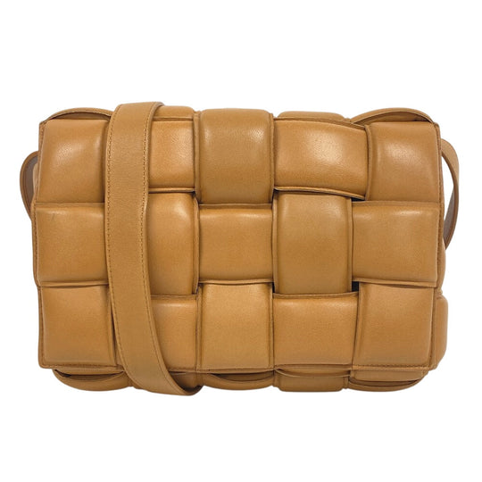 BOTTEGAVENETA Shoulder Bag leather caramel cassette maxi INTRECCIATO padded cassette Women Used Authentic