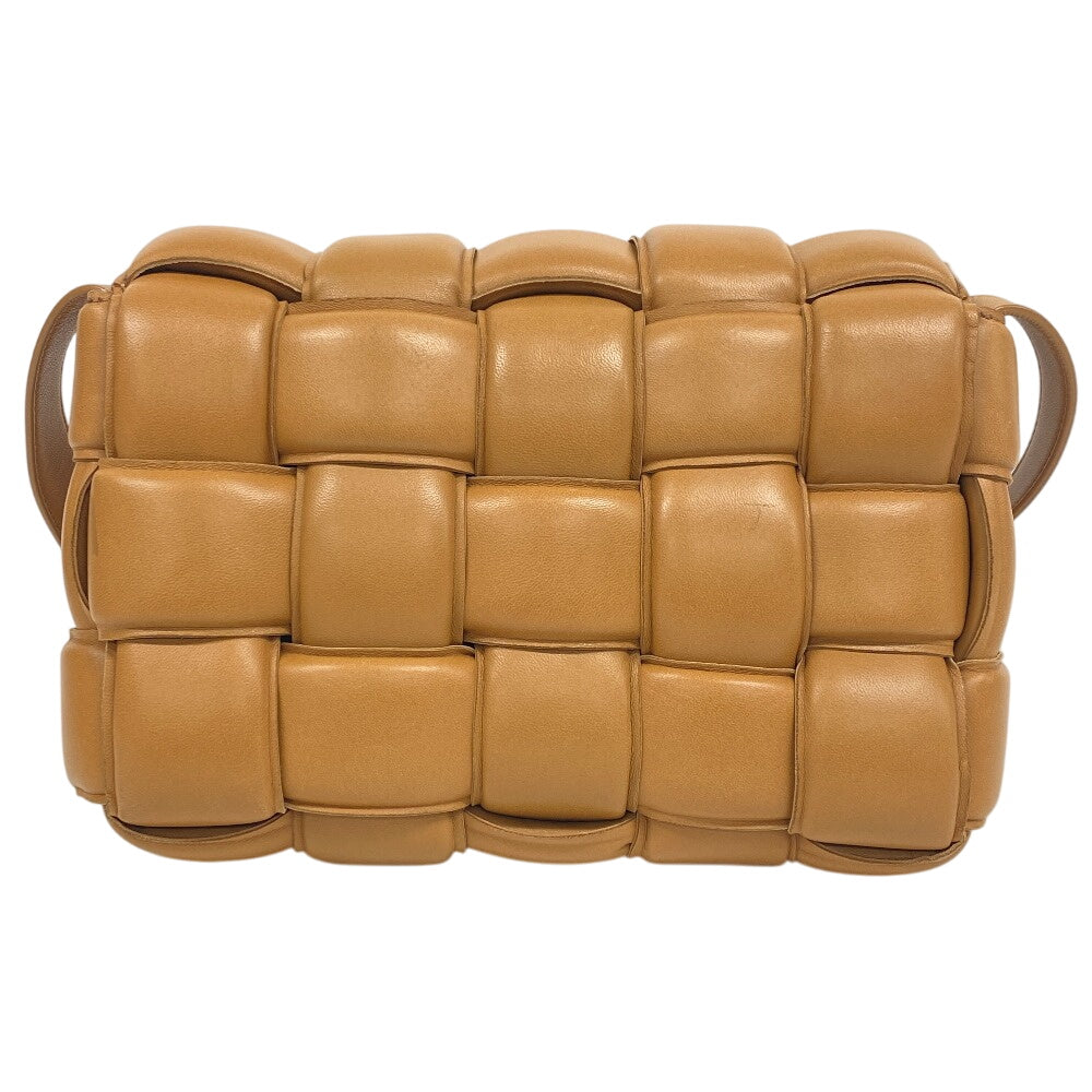 BOTTEGAVENETA Shoulder Bag leather caramel cassette maxi INTRECCIATO padded cassette Women Used Authentic