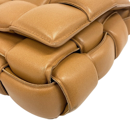 BOTTEGAVENETA Shoulder Bag leather caramel cassette maxi INTRECCIATO padded cassette Women Used Authentic