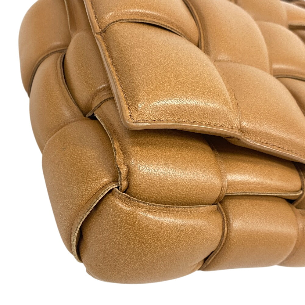 BOTTEGAVENETA Shoulder Bag leather caramel cassette maxi INTRECCIATO padded cassette Women Used Authentic