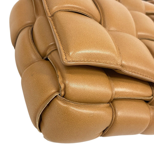 BOTTEGAVENETA Shoulder Bag leather caramel cassette maxi INTRECCIATO padded cassette Women Used Authentic
