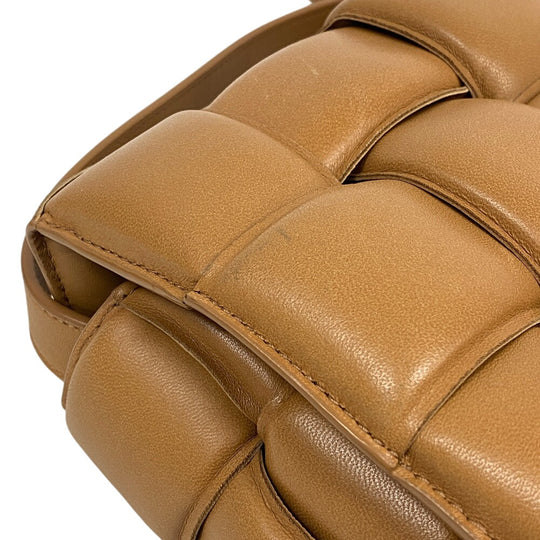 BOTTEGAVENETA Shoulder Bag leather caramel cassette maxi INTRECCIATO padded cassette Women Used Authentic