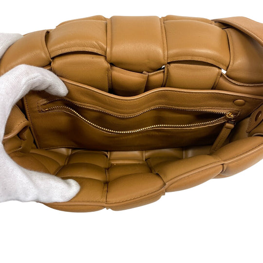 BOTTEGAVENETA Shoulder Bag leather caramel cassette maxi INTRECCIATO padded cassette Women Used Authentic