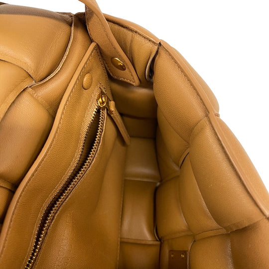 BOTTEGAVENETA Shoulder Bag leather caramel cassette maxi INTRECCIATO padded cassette Women Used Authentic
