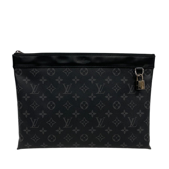 LOUIS VUITTON Pochette M62291 leather black Monogram Eclipse Discovery mens(Unisex) Used Authentic