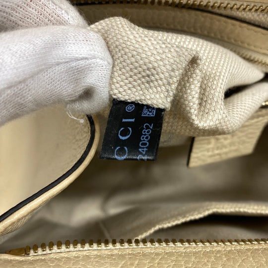 GUCCI Handbag 607722 leather beige Soho Women Used Authentic