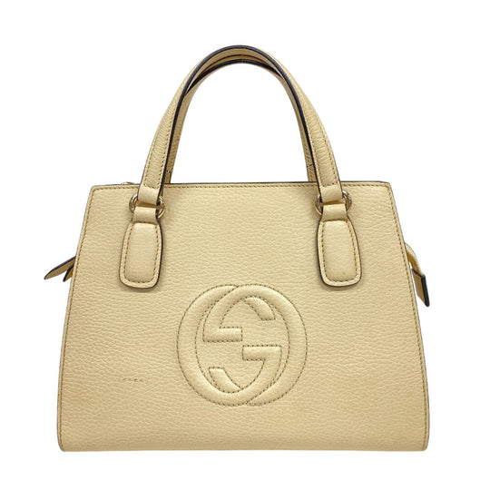 GUCCI Handbag 607722 leather beige Soho Women Used Authentic