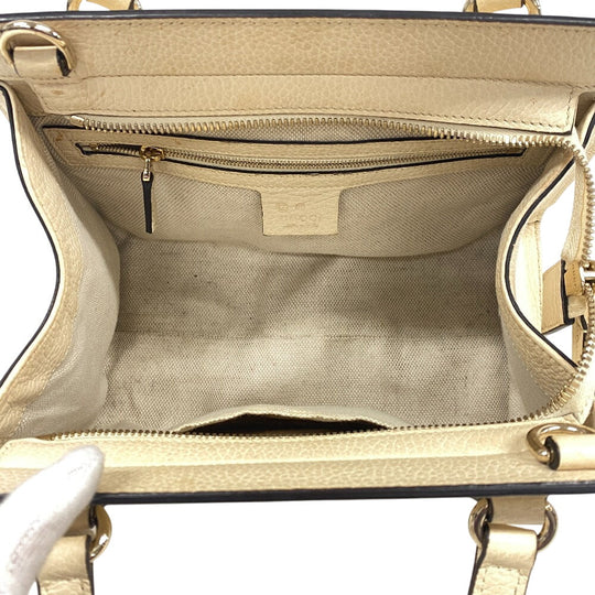 GUCCI Handbag 607722 leather beige Soho Women Used Authentic