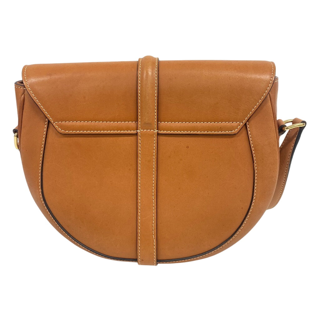 CELINE Shoulder Bag leather beige 16 Sauce Medium Fusas Women Used Authentic