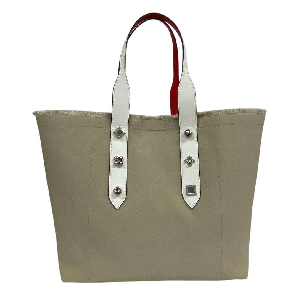 Christian Louboutin Tote Bag 3215052 Canvas, Leather beige Studs flange bus Women(Unisex) Used Authentic