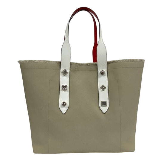 Christian Louboutin Tote Bag 3215052 Canvas, Leather beige Studs flange bus Women(Unisex) Used Authentic