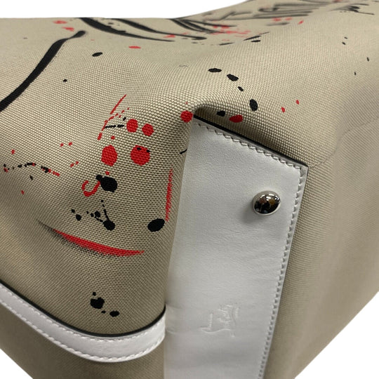 Christian Louboutin Tote Bag 3215052 Canvas, Leather beige Studs flange bus Women(Unisex) Used Authentic