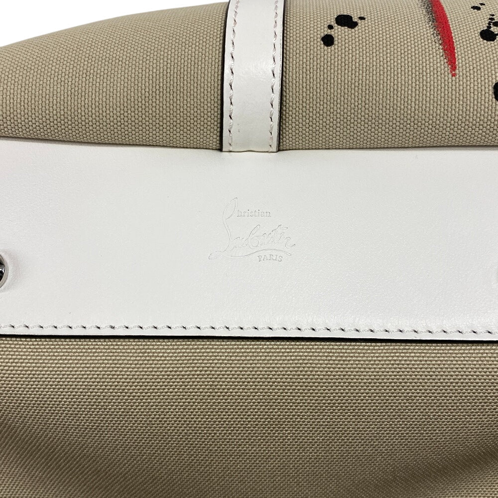 Christian Louboutin Tote Bag 3215052 Canvas, Leather beige Studs flange bus Women(Unisex) Used Authentic