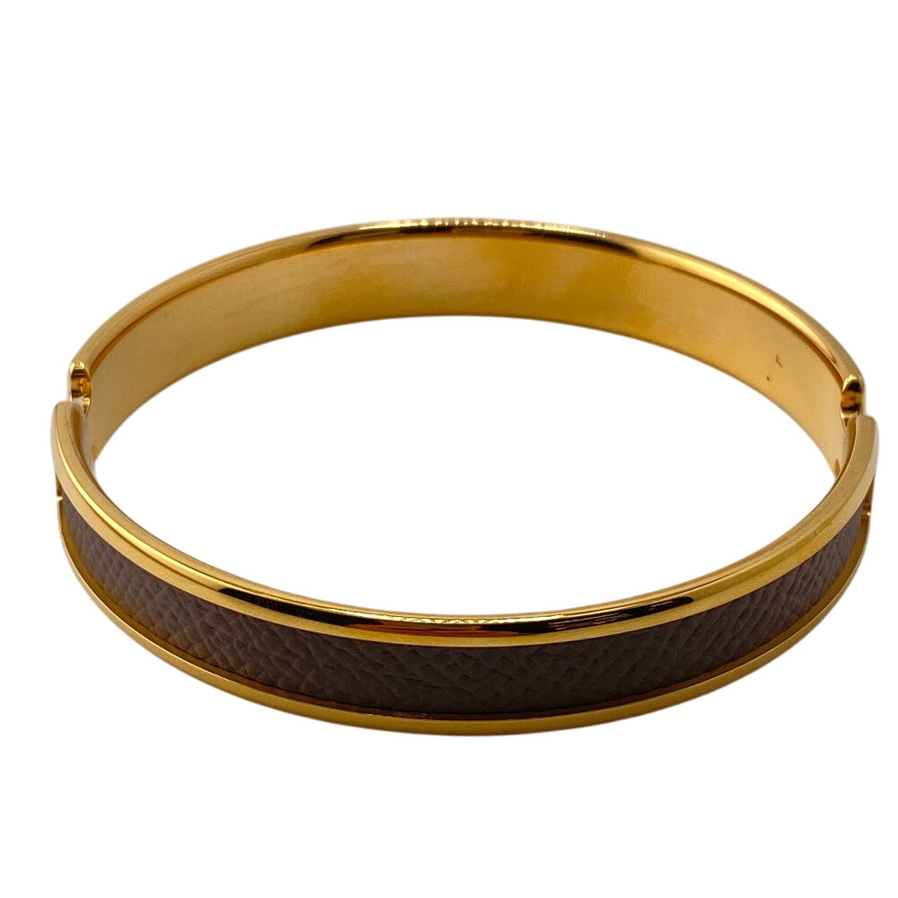 HERMES Bangle leather gold Olympe Women Used Authentic