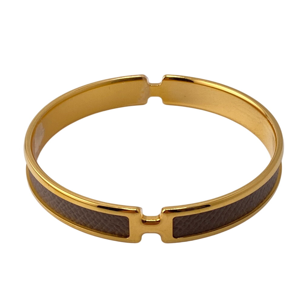 HERMES Bangle leather gold Olympe Women Used Authentic