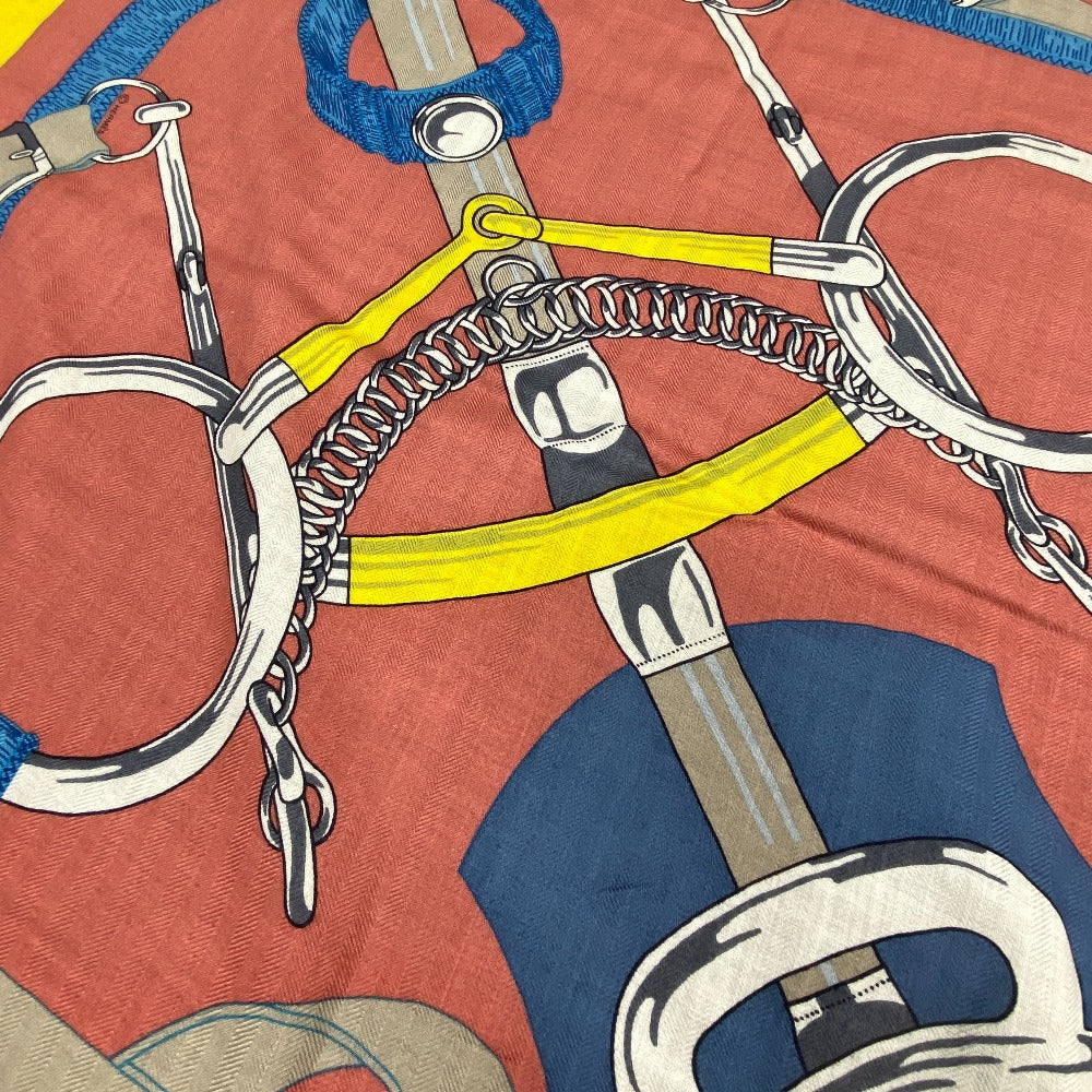HERMES Stall Cashmere, Silk multicolor Caregean Eperon d'or golden spurs Women Used Authentic